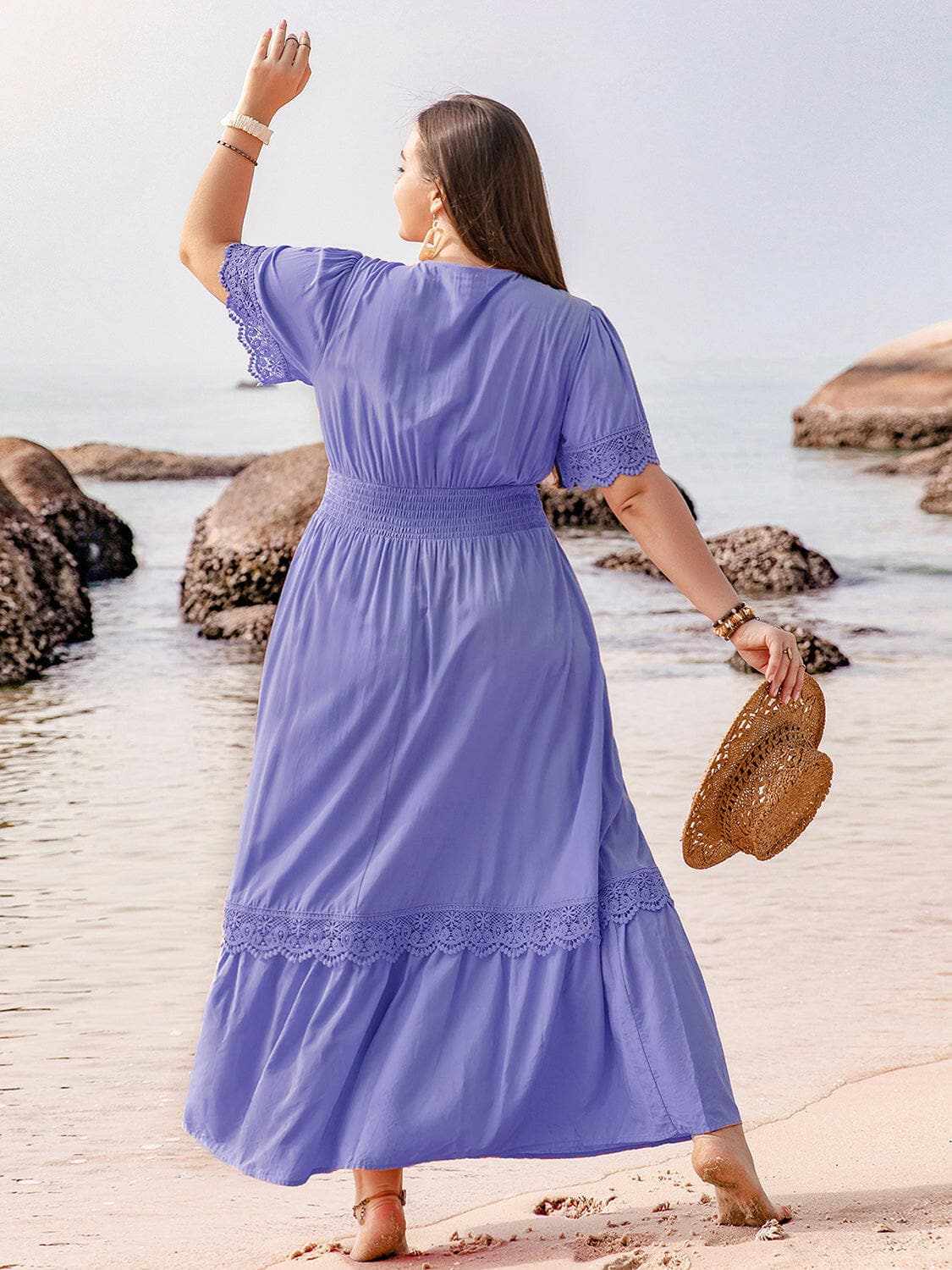 Elegant plus size lace maxi dress - Love Salve